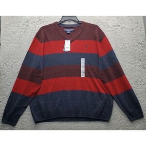 US Polo Assn. Pullover Sweater Mens 2XL Multi Striped Knitted Long Sleeve V-Neck